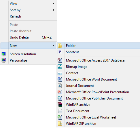 Windows Desktop, New Folder